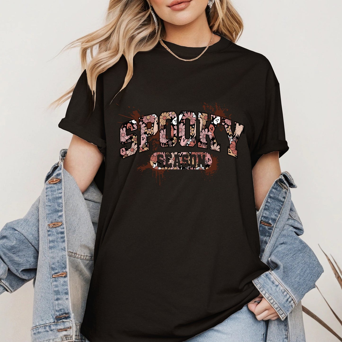 Grunge Floral Spooky Season Shirt