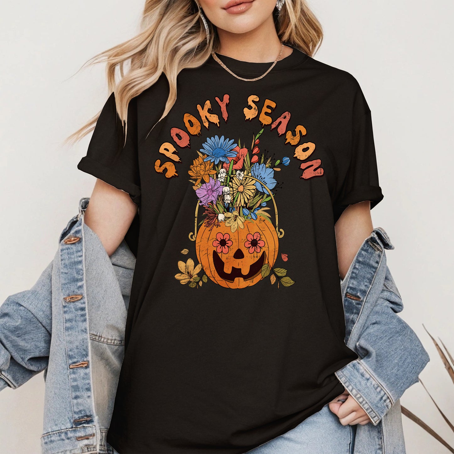 Floral Pumpkin Spooky Season Shirt