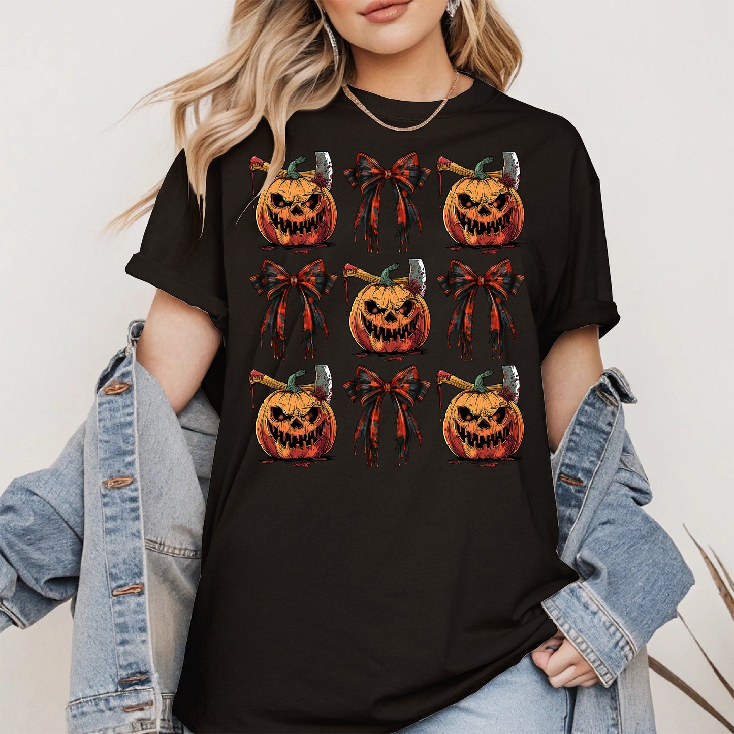 Bloody Pumpkin and Bow Halloween Shirt