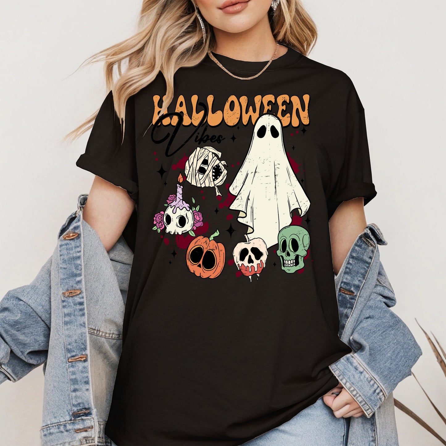 Classic Halloween Ghost and Skull Shirt