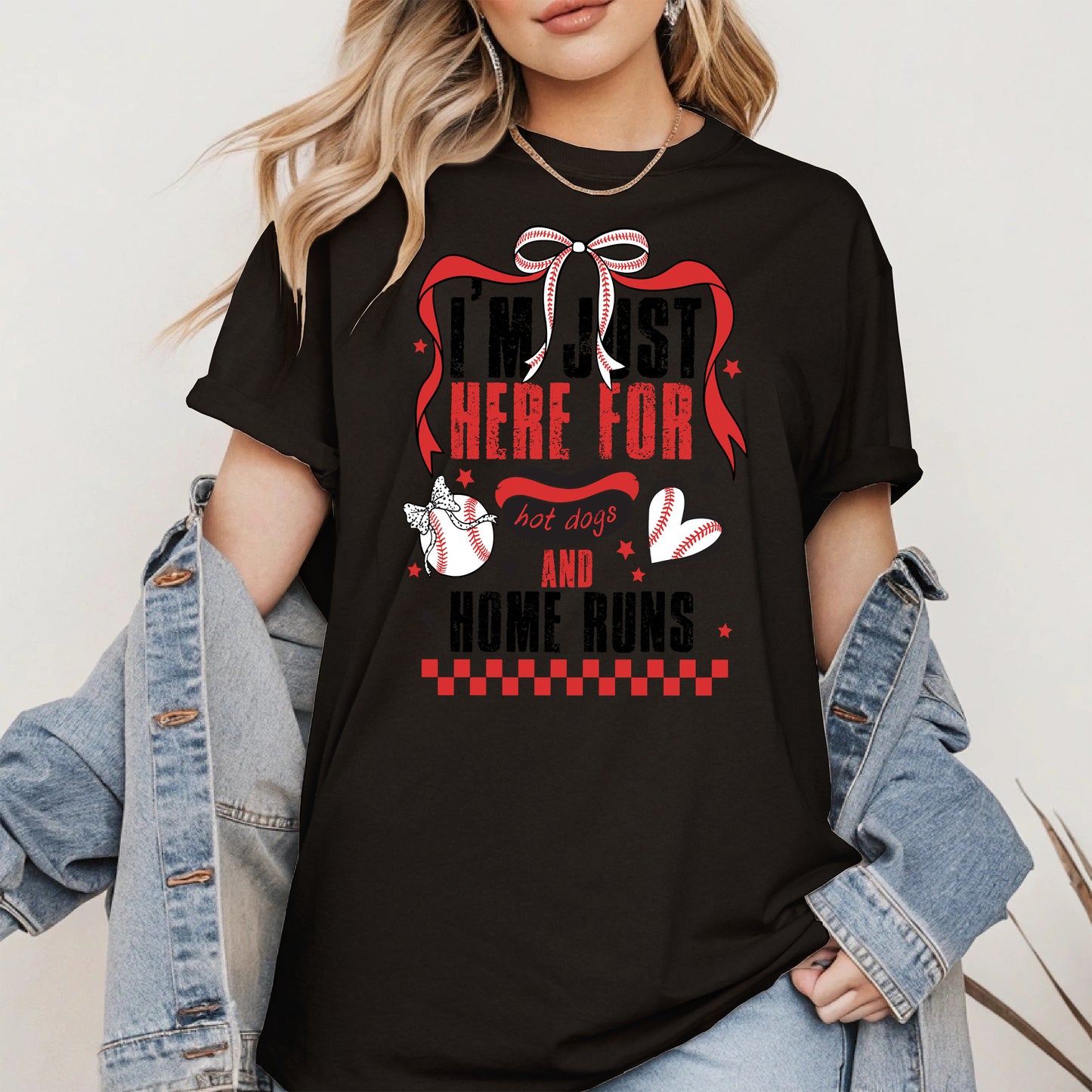 Here For Hot Dogs Baseball Shirt Sport Tee Hoodie Sweatshirt