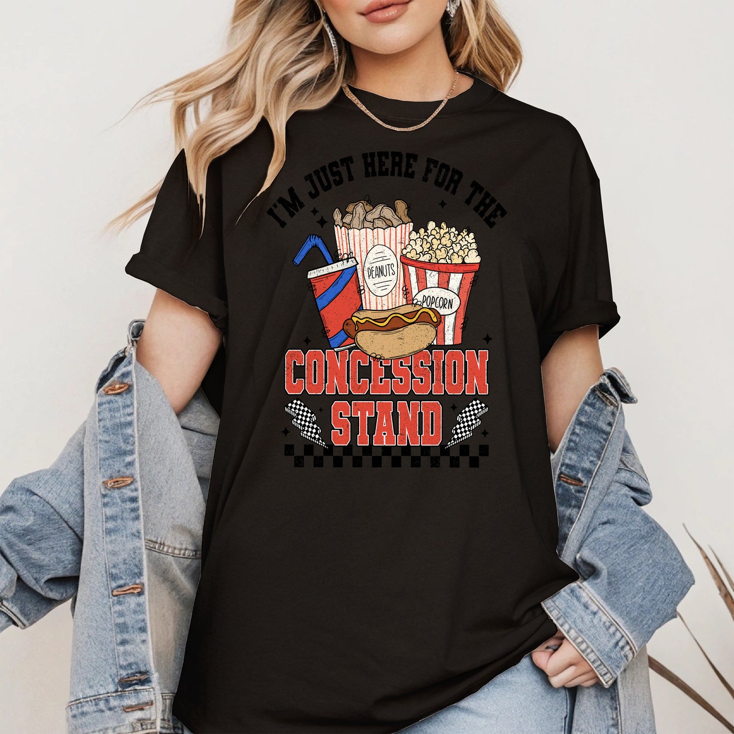 Concession Stand Sport Shirt Hoodie Sweatshirt with Snack Bar Design