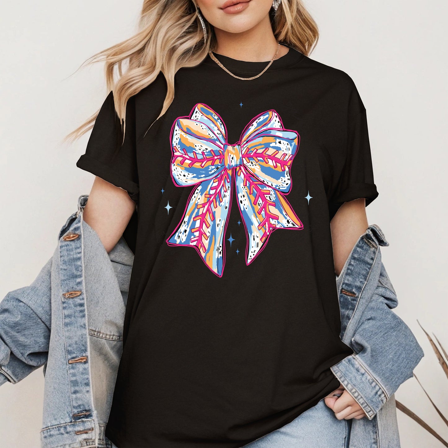 Game Day Bow Shirt Sport Tee Hoodie Sweatshirt for Baseball Fans