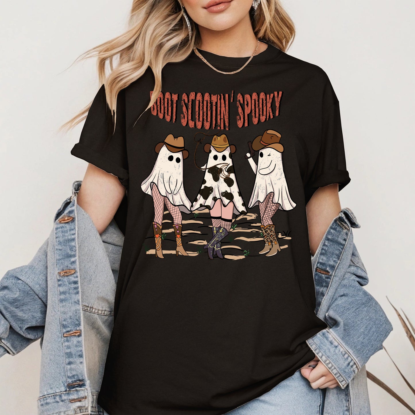 Boot Scootin' Spooky Cowgirl Halloween Tee