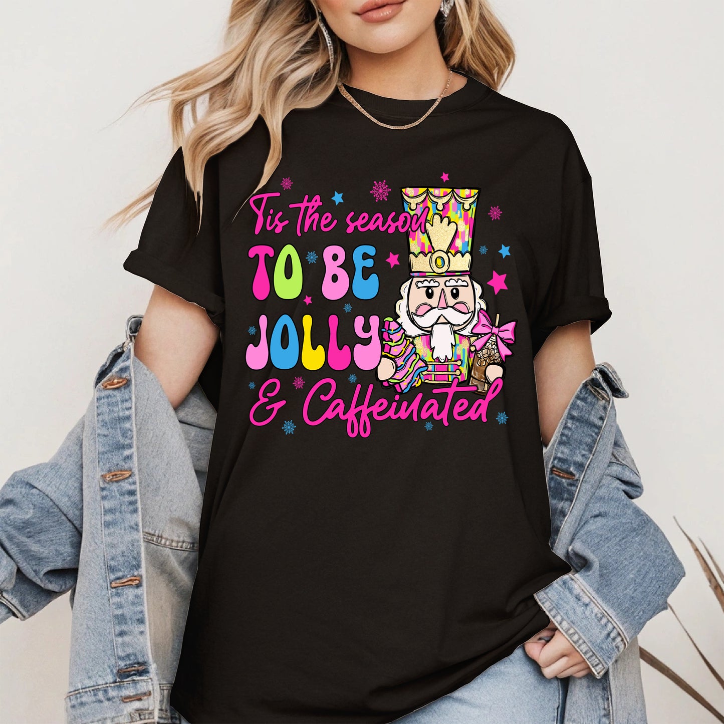 Tis the Season To Be Jolly and Caffeinated Christmas Shirt