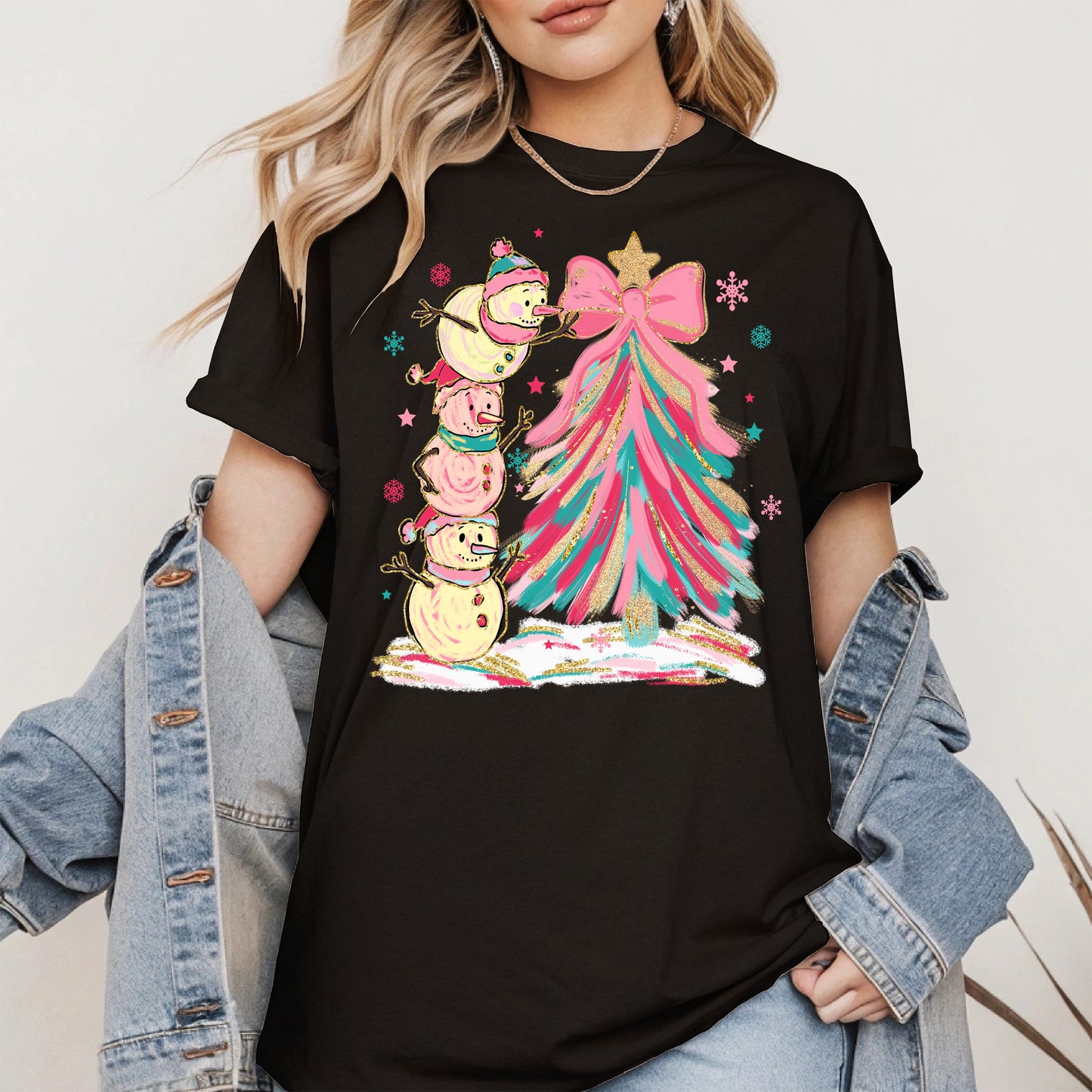 Stacked Snowmen Christmas Tree Shirt