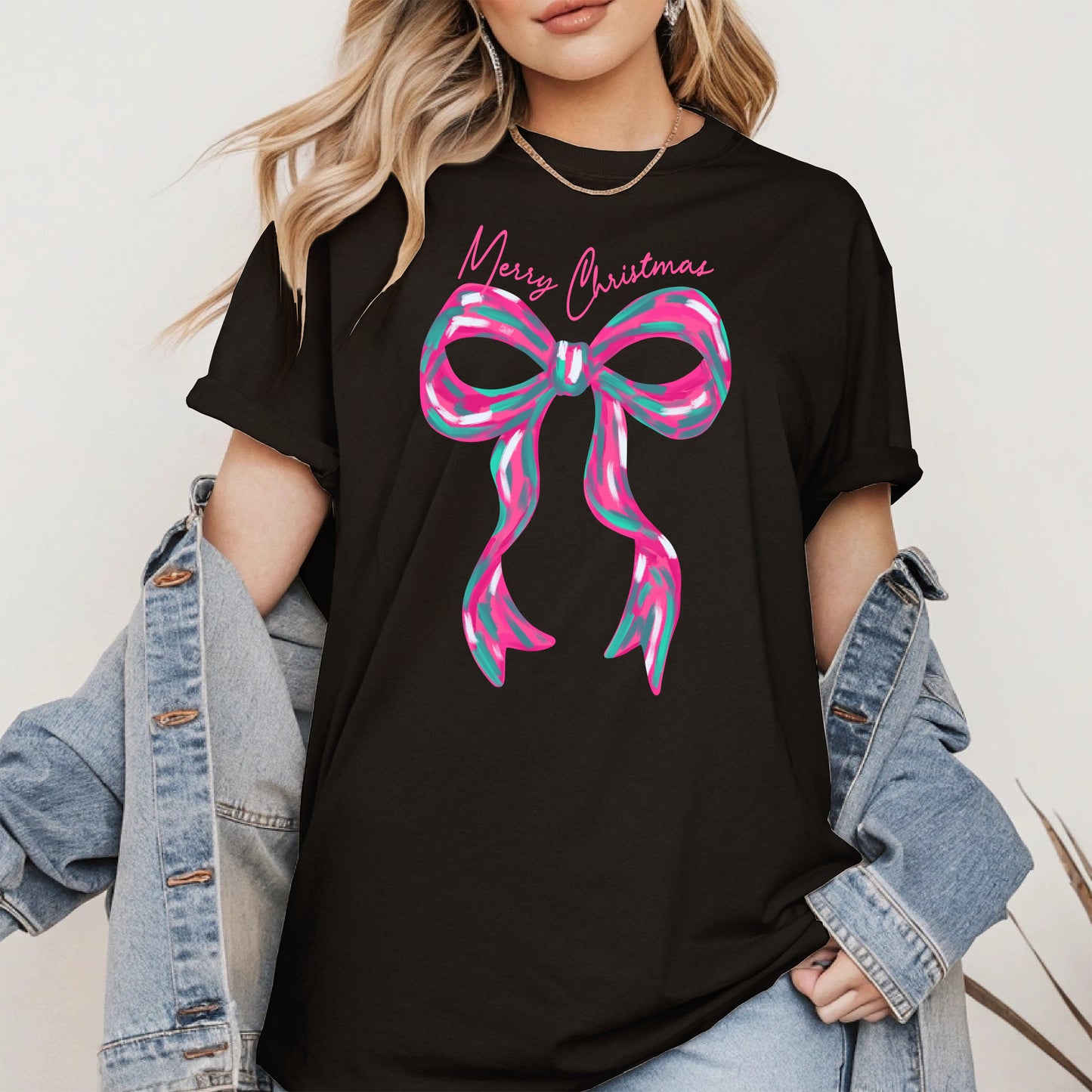Merry Christmas Coquette Bow Shirt