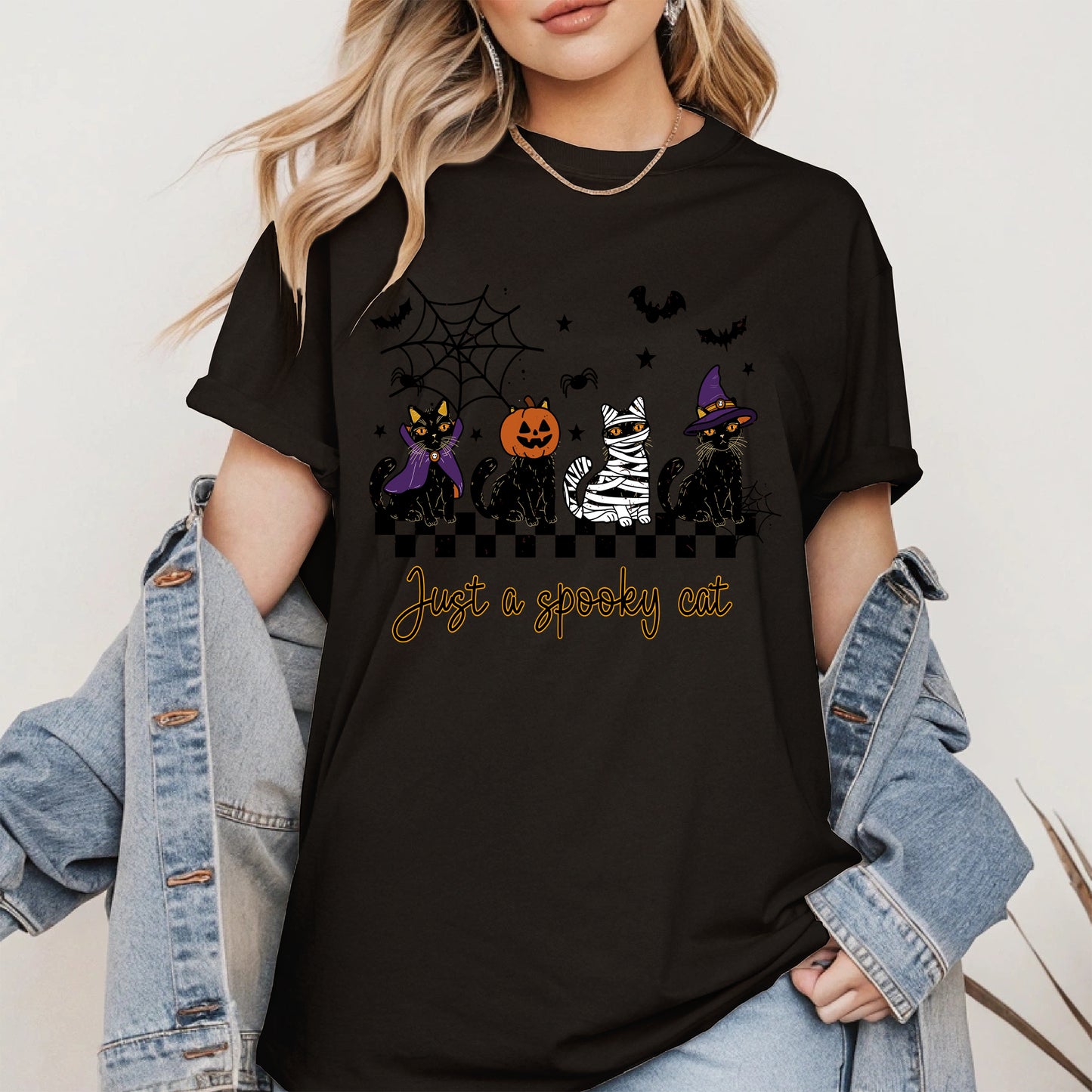 Just a spooky cat halloween shirt