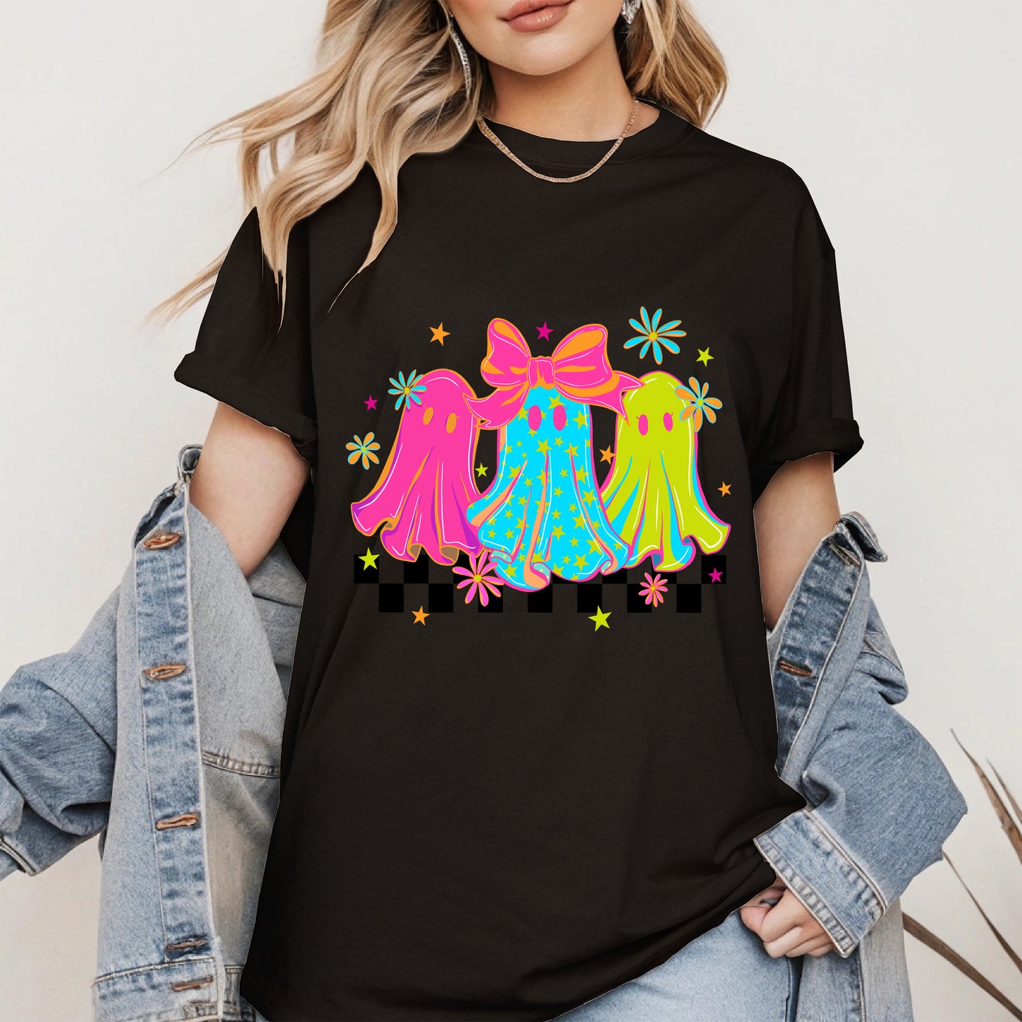 Retro Neon Cute Ghost halloween shirt