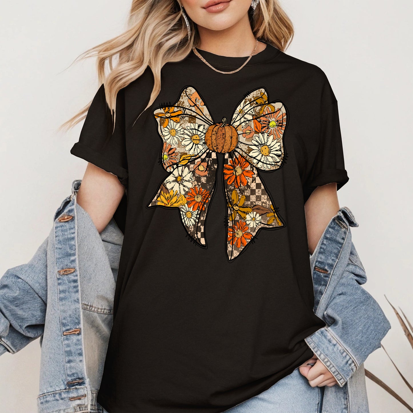 Floral Halloween Coquette Bow shirt