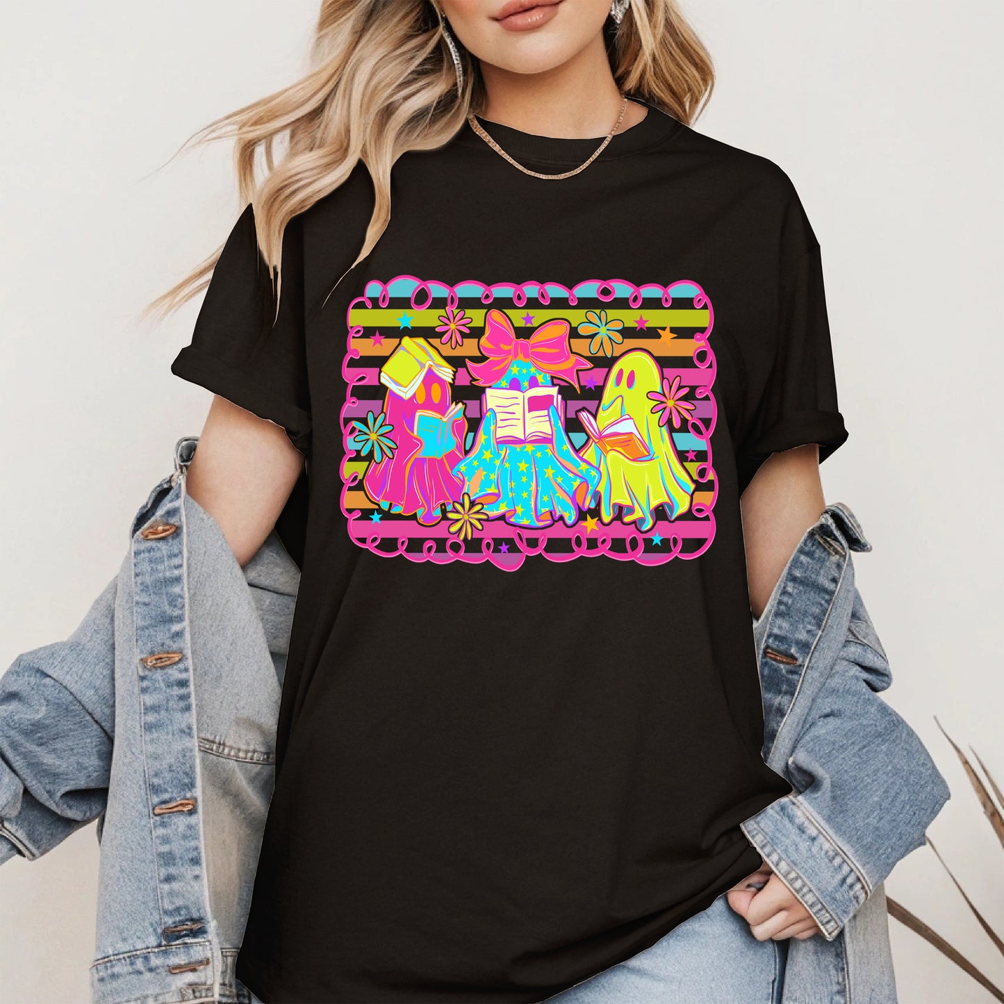 Halloween ghost book shirt and hoodle