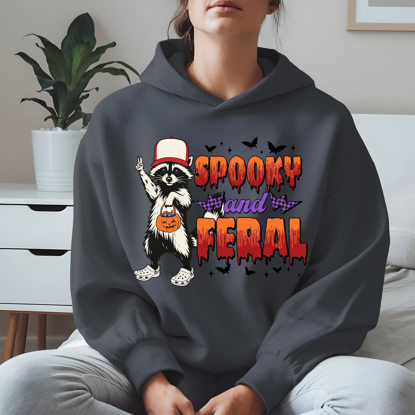 Spooky and Feral Shirt Hoodie Sweatshirt for Halloween Lovers
