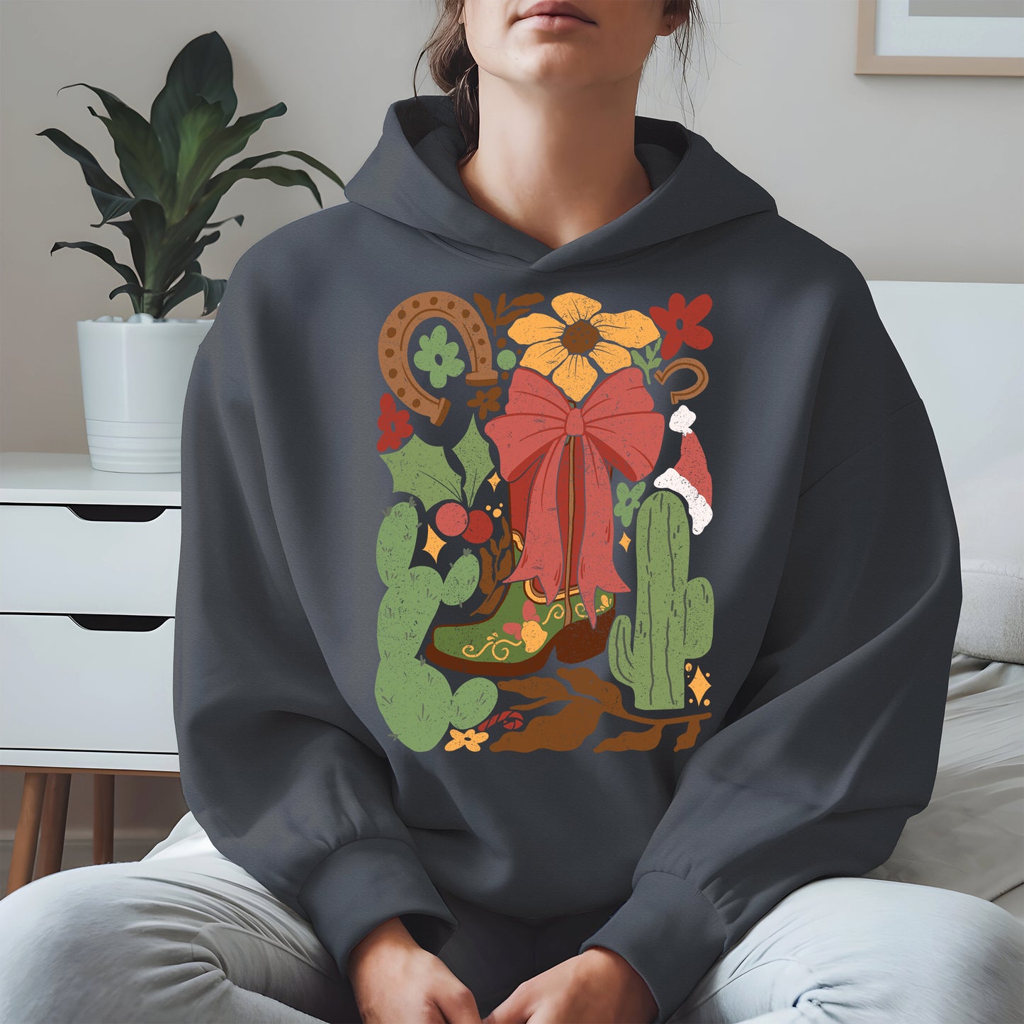 Western Christmas Cowboy Boot Shirt Hoodie