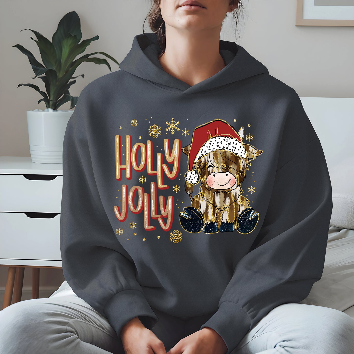 Holly Jolly Christmas Cow Santa Shirt
