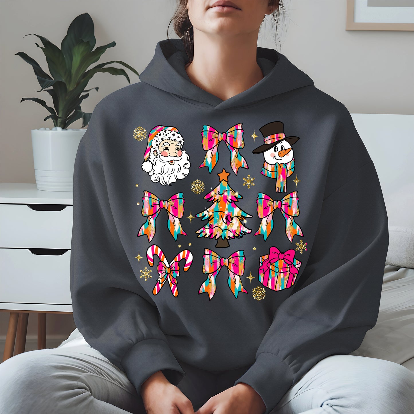 Colorful Brushstroke Santa Christmas Holiday Shirt