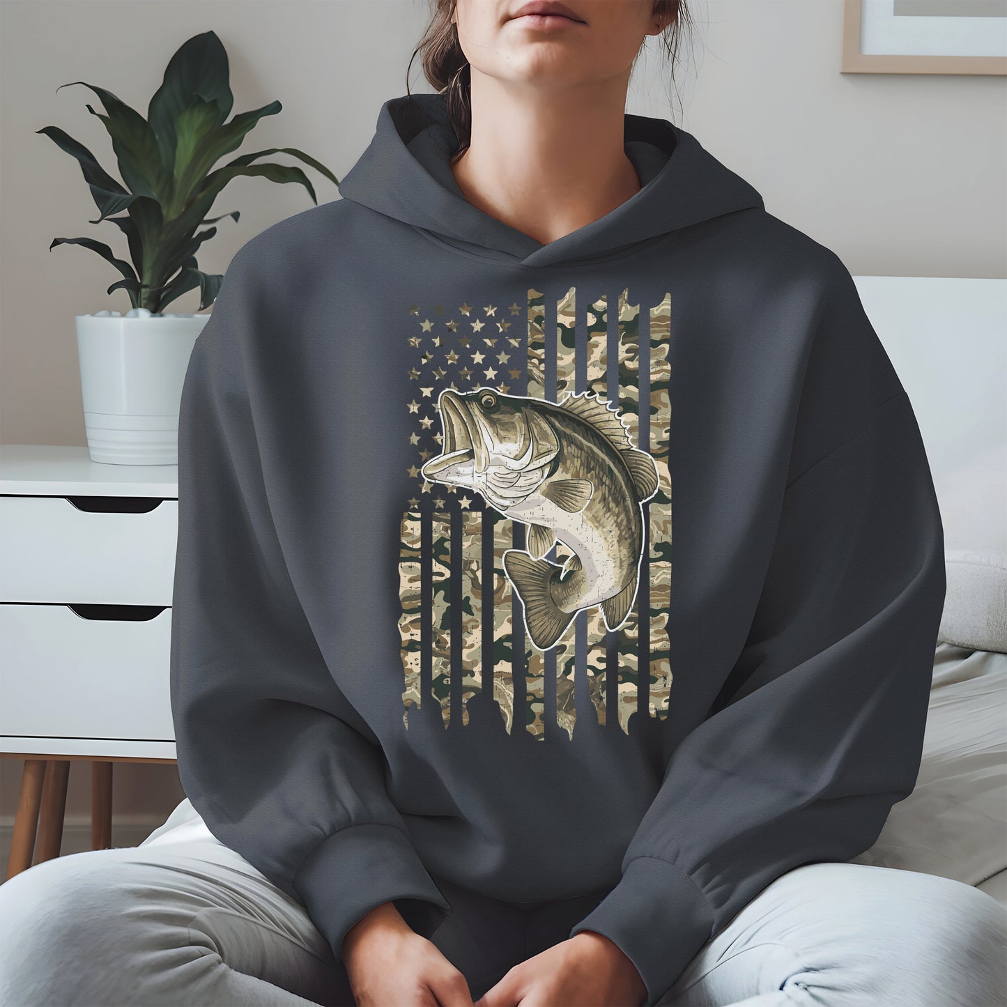 Patriotic Camo American Flag Fishing Shirt Hoodie
