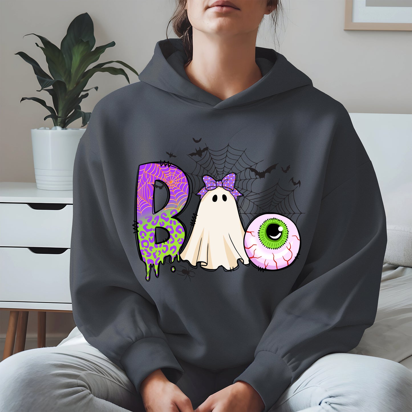 BOO Ghost Eyeball Shirt Hoodie Sweatshirt for Halloween Fun