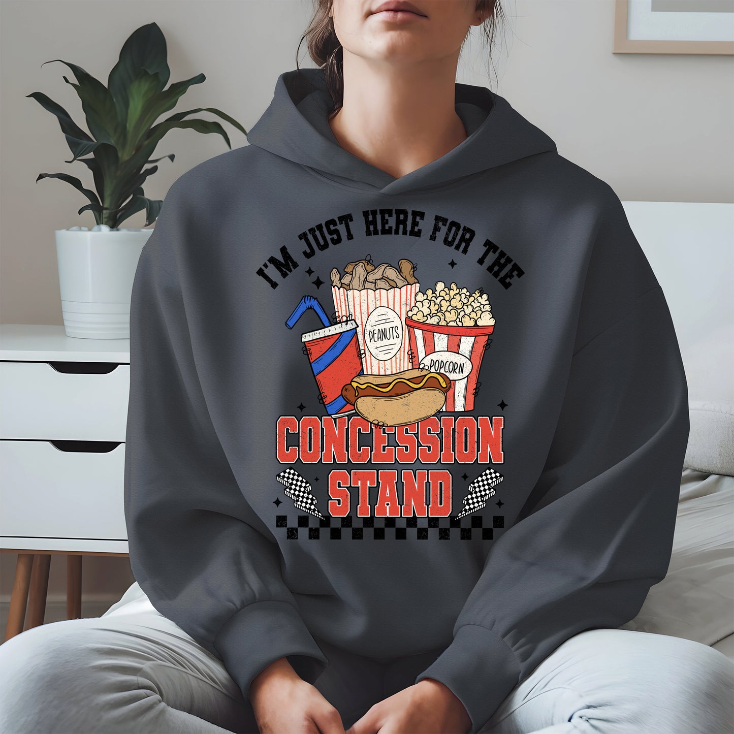 Concession Stand Sport Shirt Hoodie Sweatshirt with Snack Bar Design