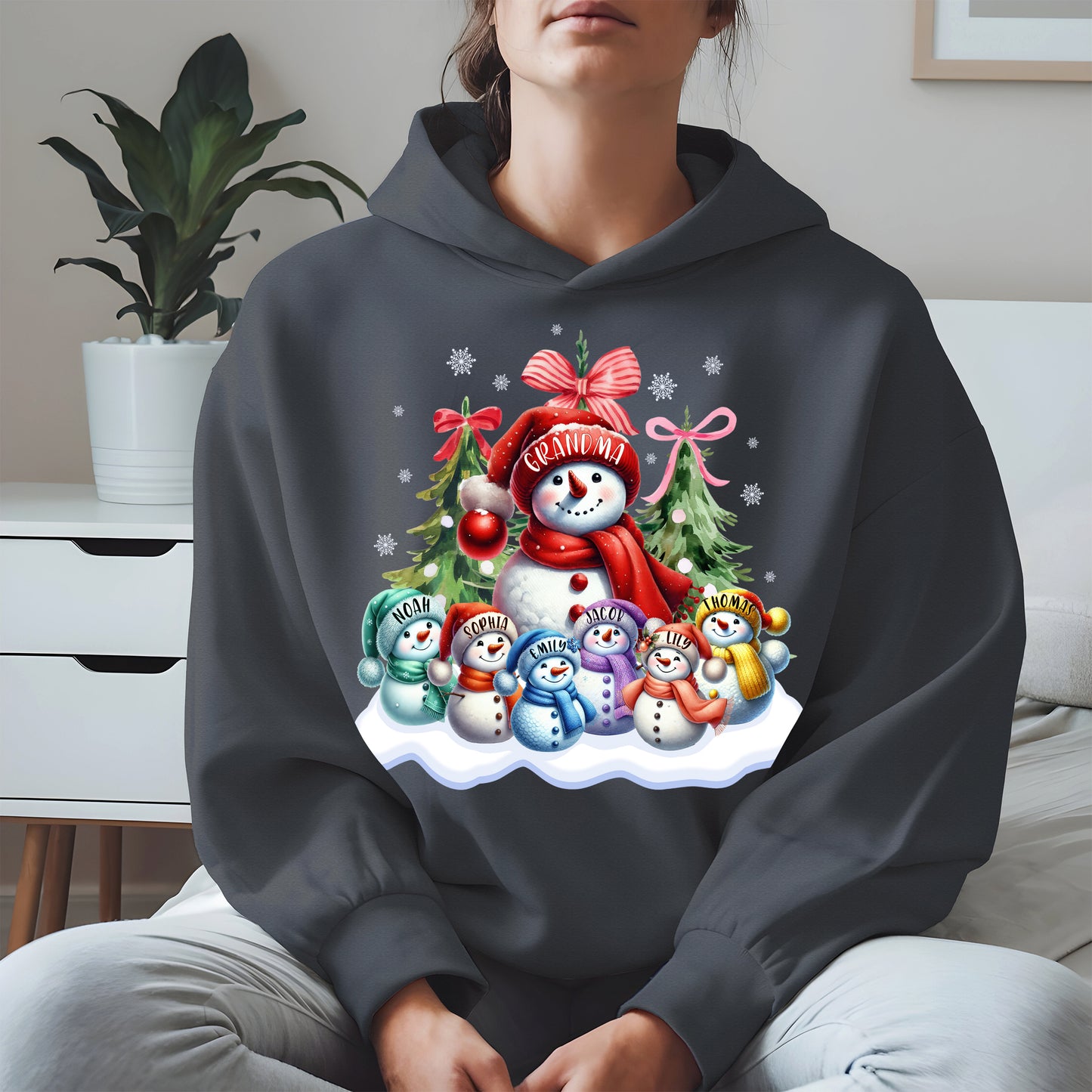 Personalized Snowman Family Grandma Shirt