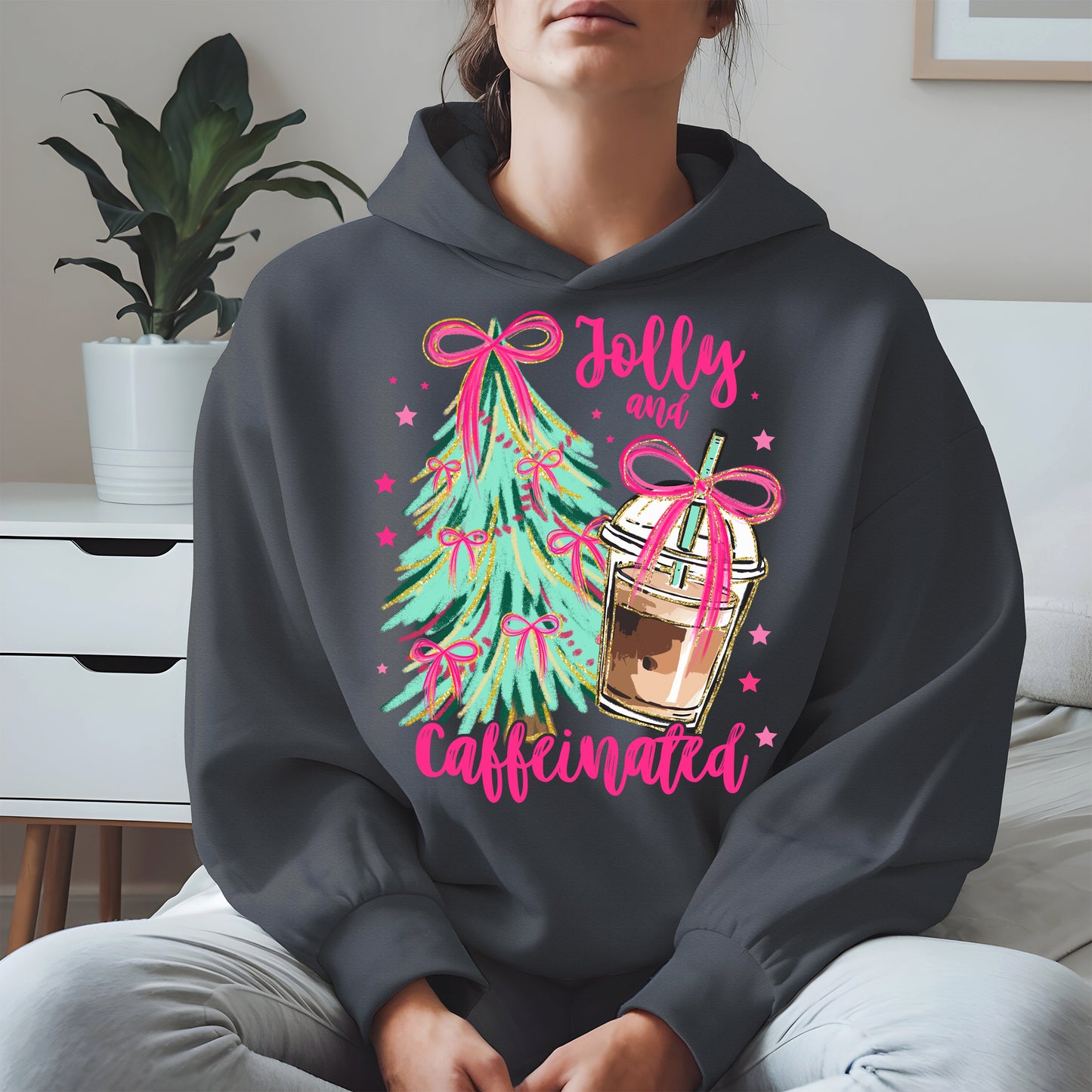 Jolly and Caffeinated Christmas Shirt