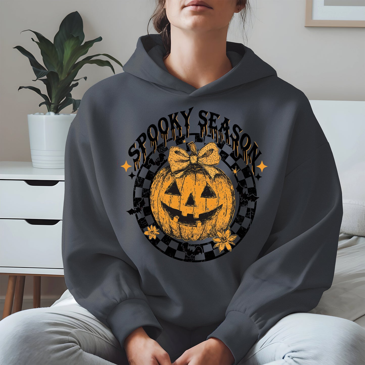 Spooky Season Halloween Pumpkin Checkered shirt