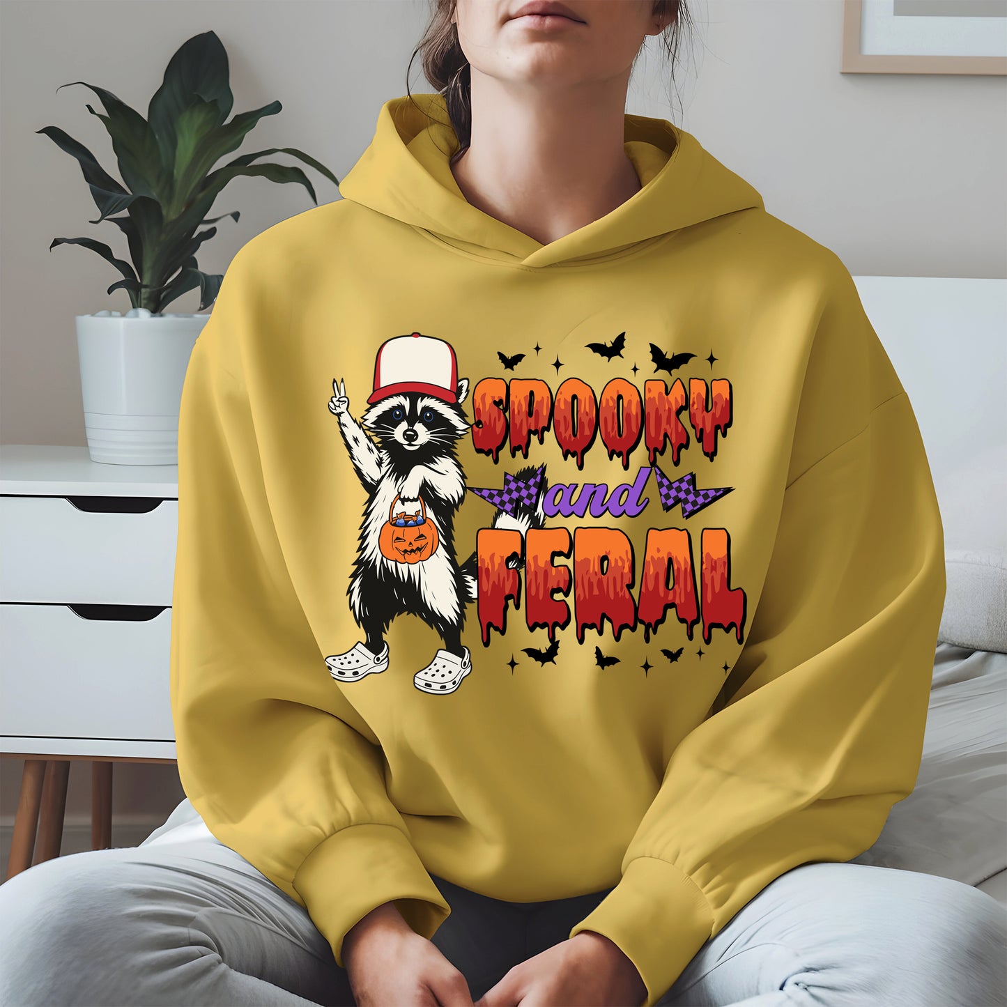 Spooky and Feral Shirt Hoodie Sweatshirt for Halloween Lovers