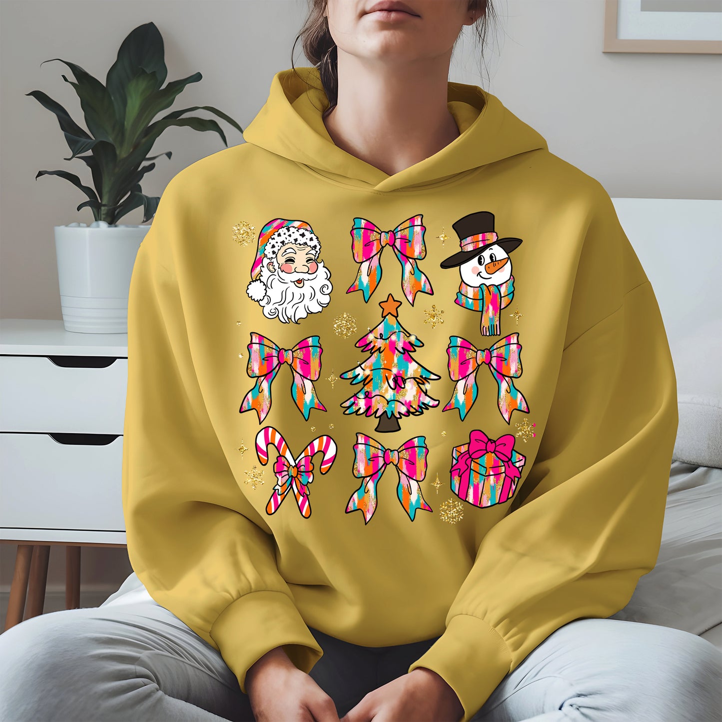 Colorful Brushstroke Santa Christmas Holiday Shirt
