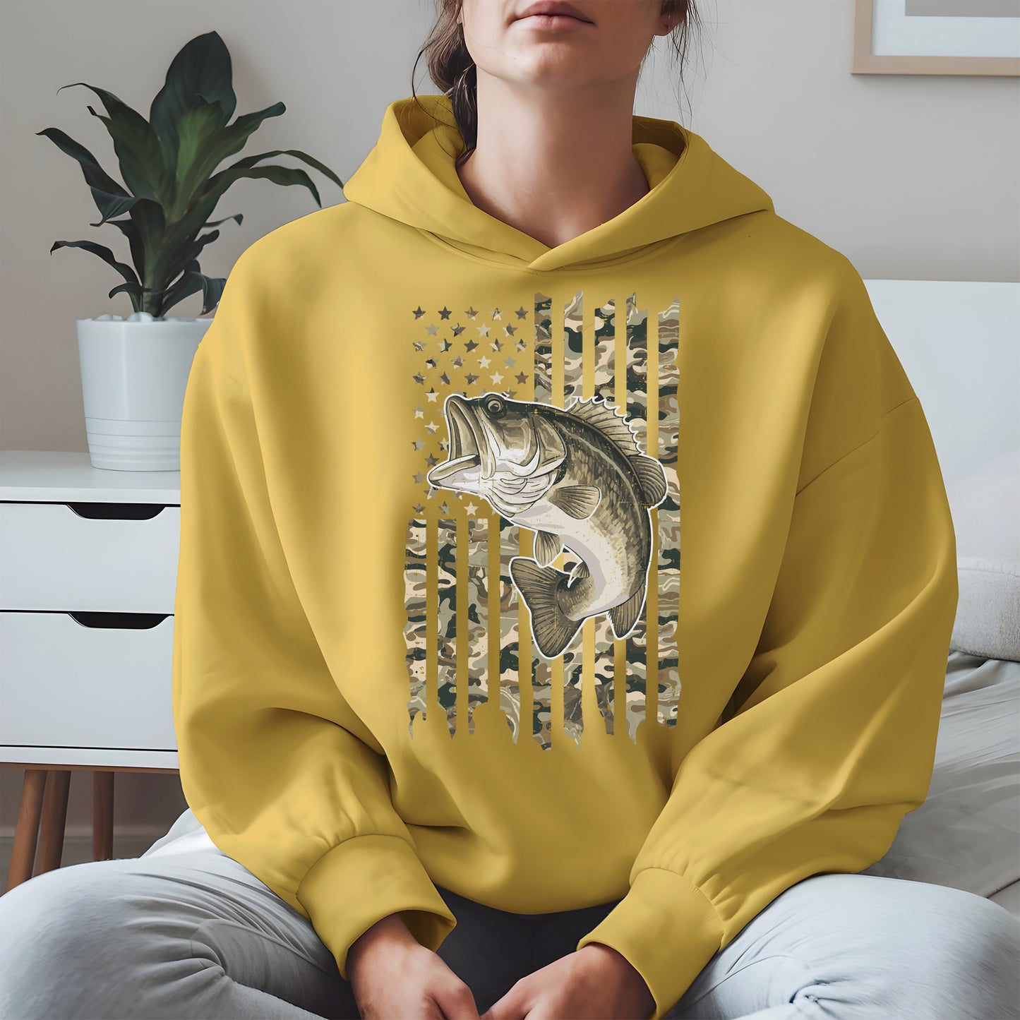 Patriotic Camo American Flag Fishing Shirt Hoodie