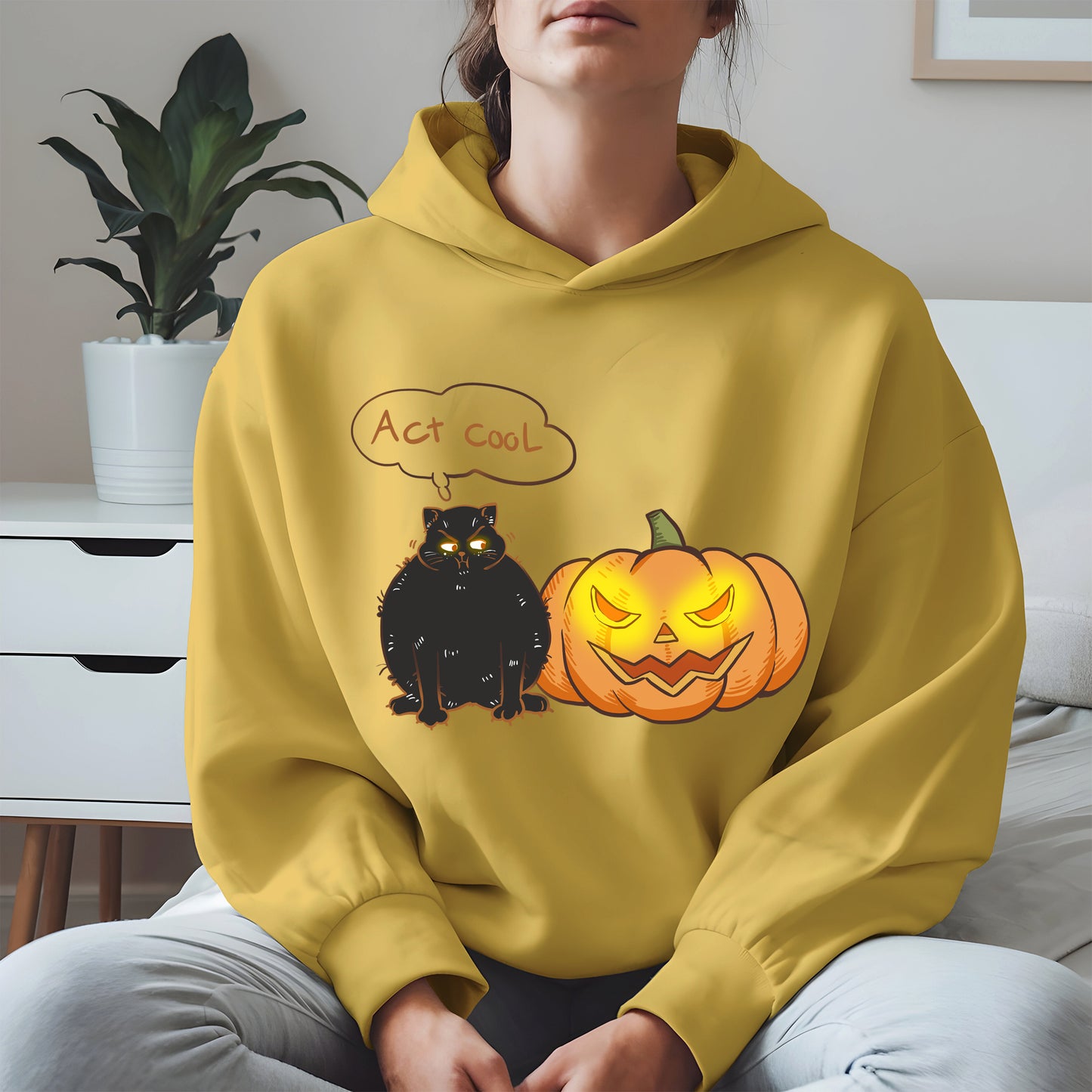 Act Cool - Black Cat & Pumpkin Halloween Tee