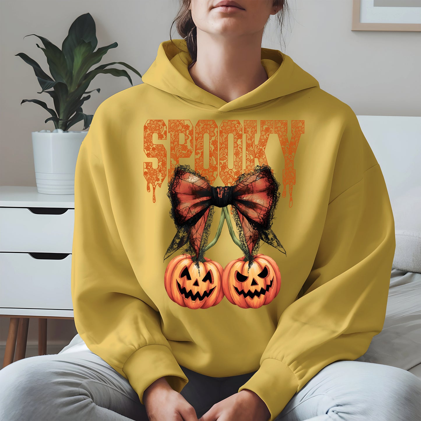 Spooky Bow Pumpkin Shirt Hoodie Sweatshirt for Halloween