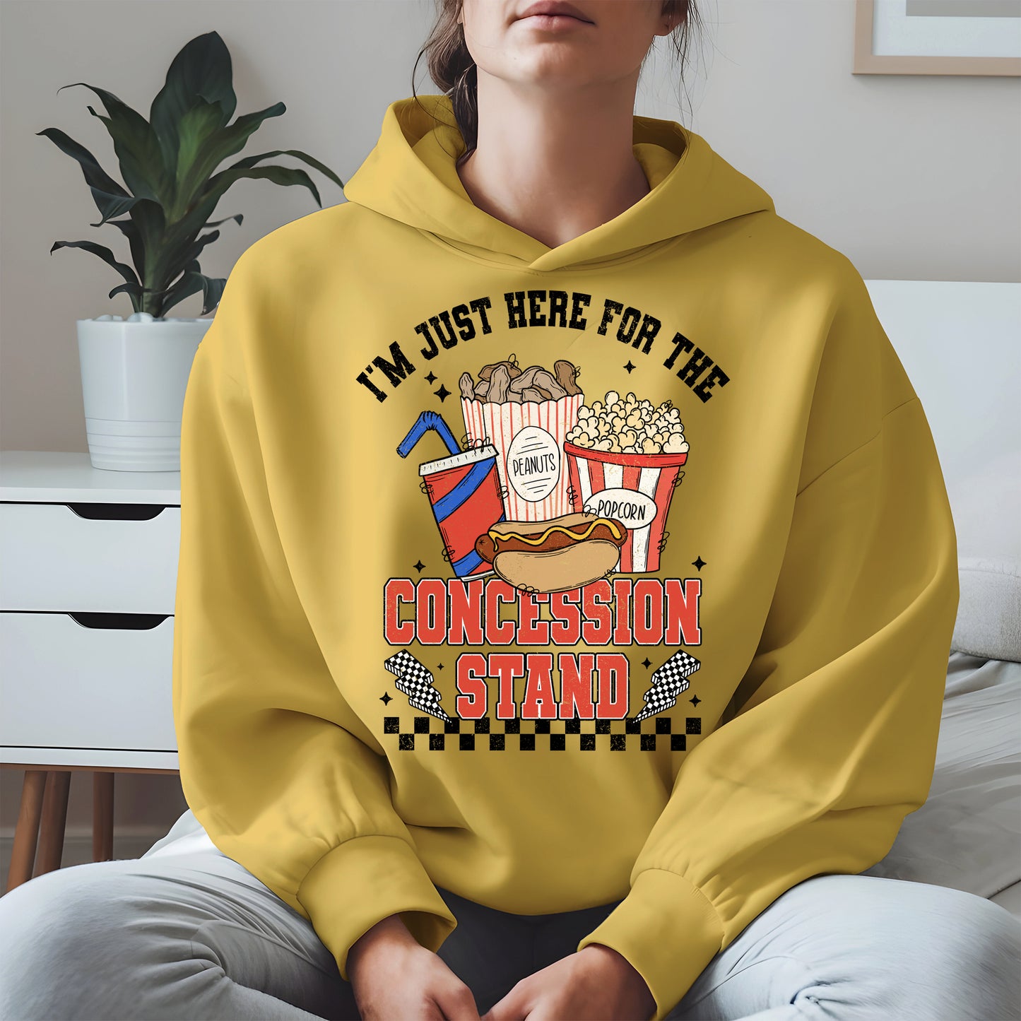 Concession Stand Sport Shirt Hoodie Sweatshirt with Snack Bar Design