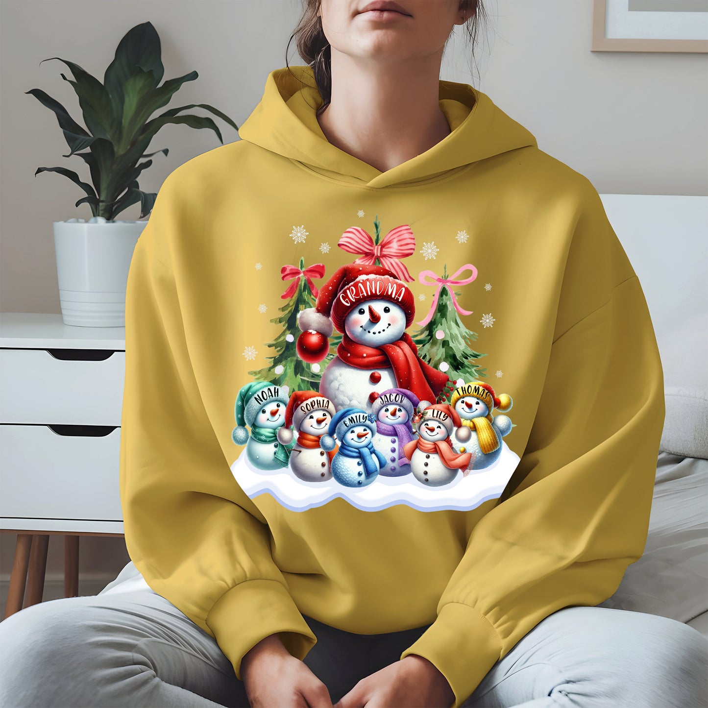 Personalized Snowman Family Grandma Shirt