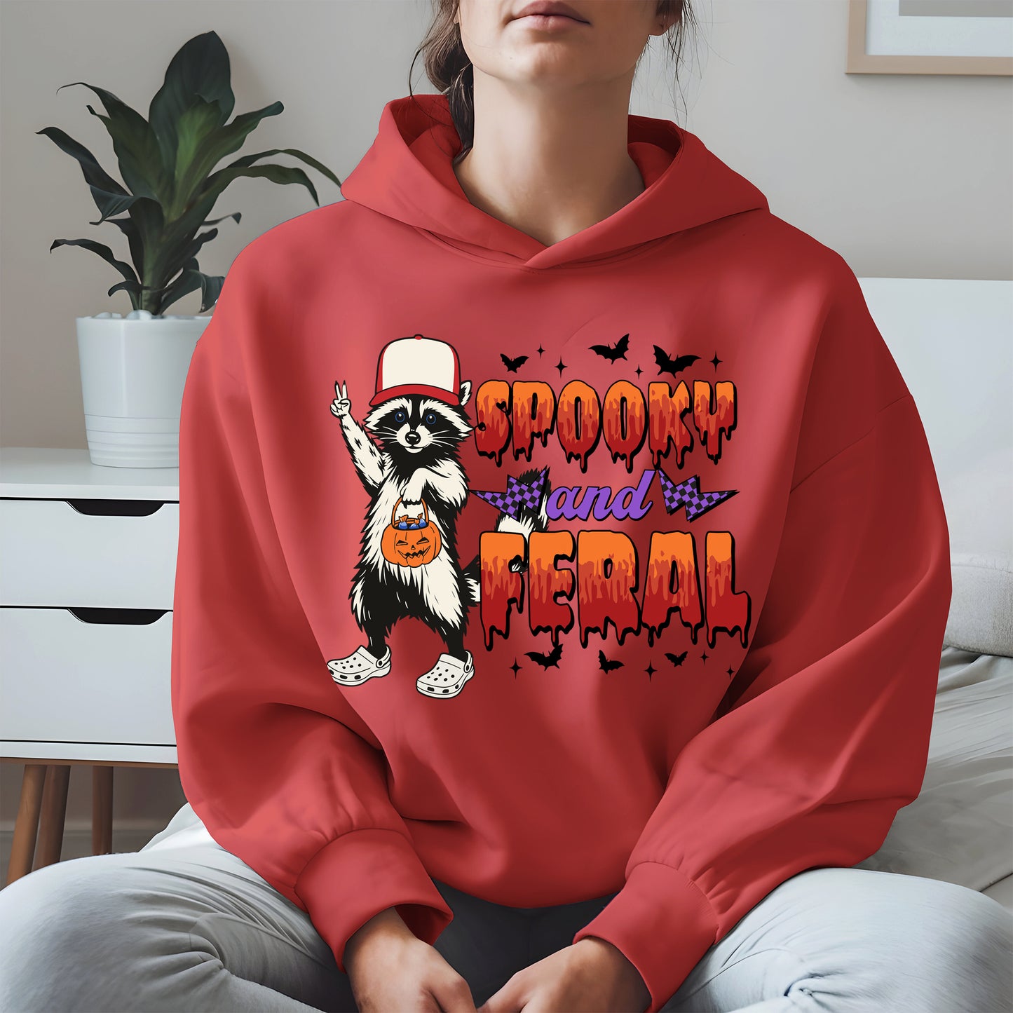 Spooky and Feral Shirt Hoodie Sweatshirt for Halloween Lovers