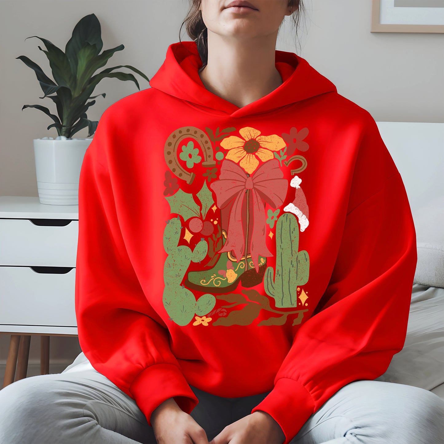 Western Christmas Cowboy Boot Shirt Hoodie