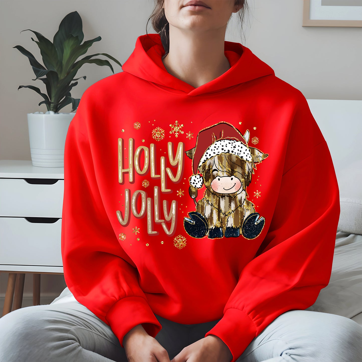 Holly Jolly Christmas Cow Santa Shirt