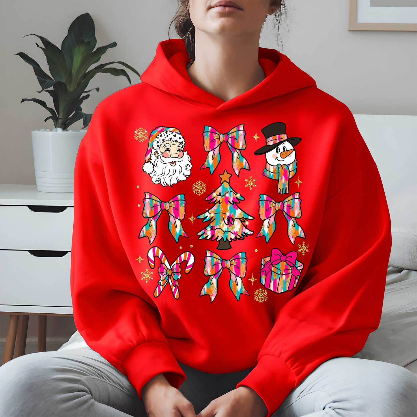 Colorful Brushstroke Santa Christmas Holiday Shirt