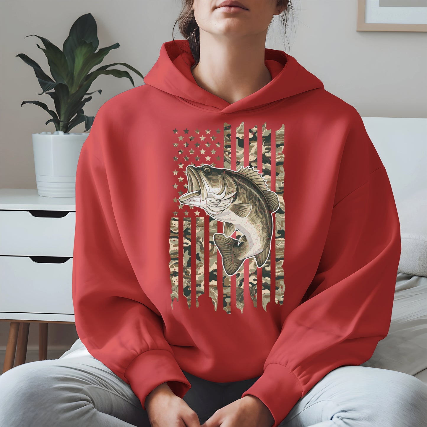 Patriotic Camo American Flag Fishing Shirt Hoodie