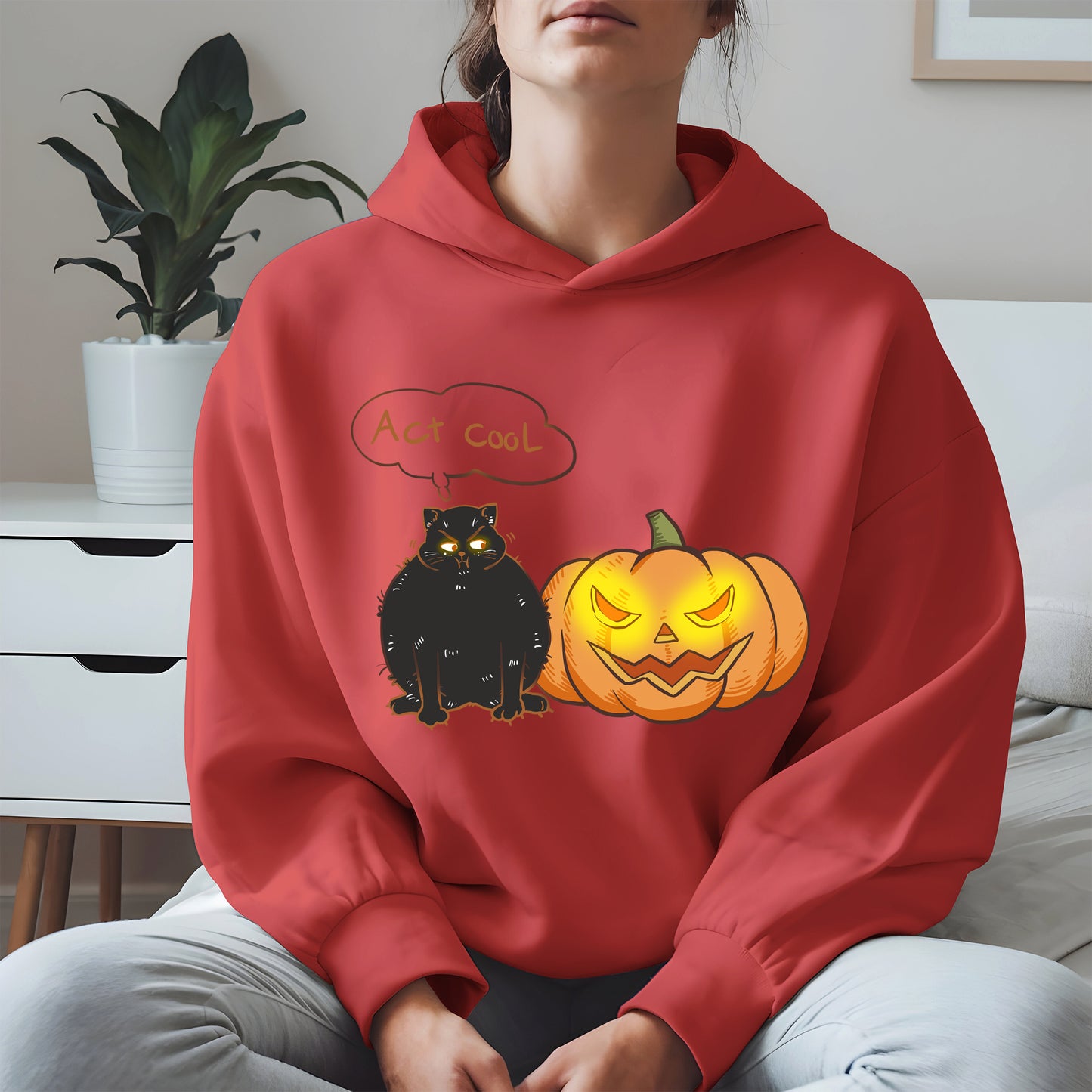 Act Cool - Black Cat & Pumpkin Halloween Tee
