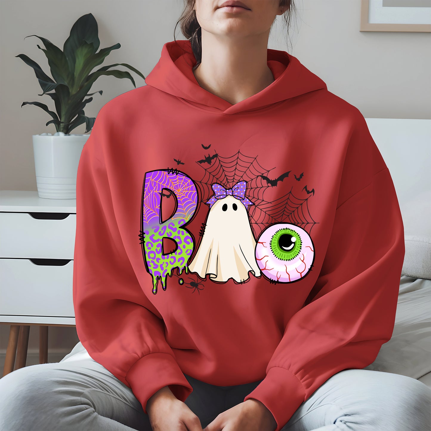 BOO Ghost Eyeball Shirt Hoodie Sweatshirt for Halloween Fun