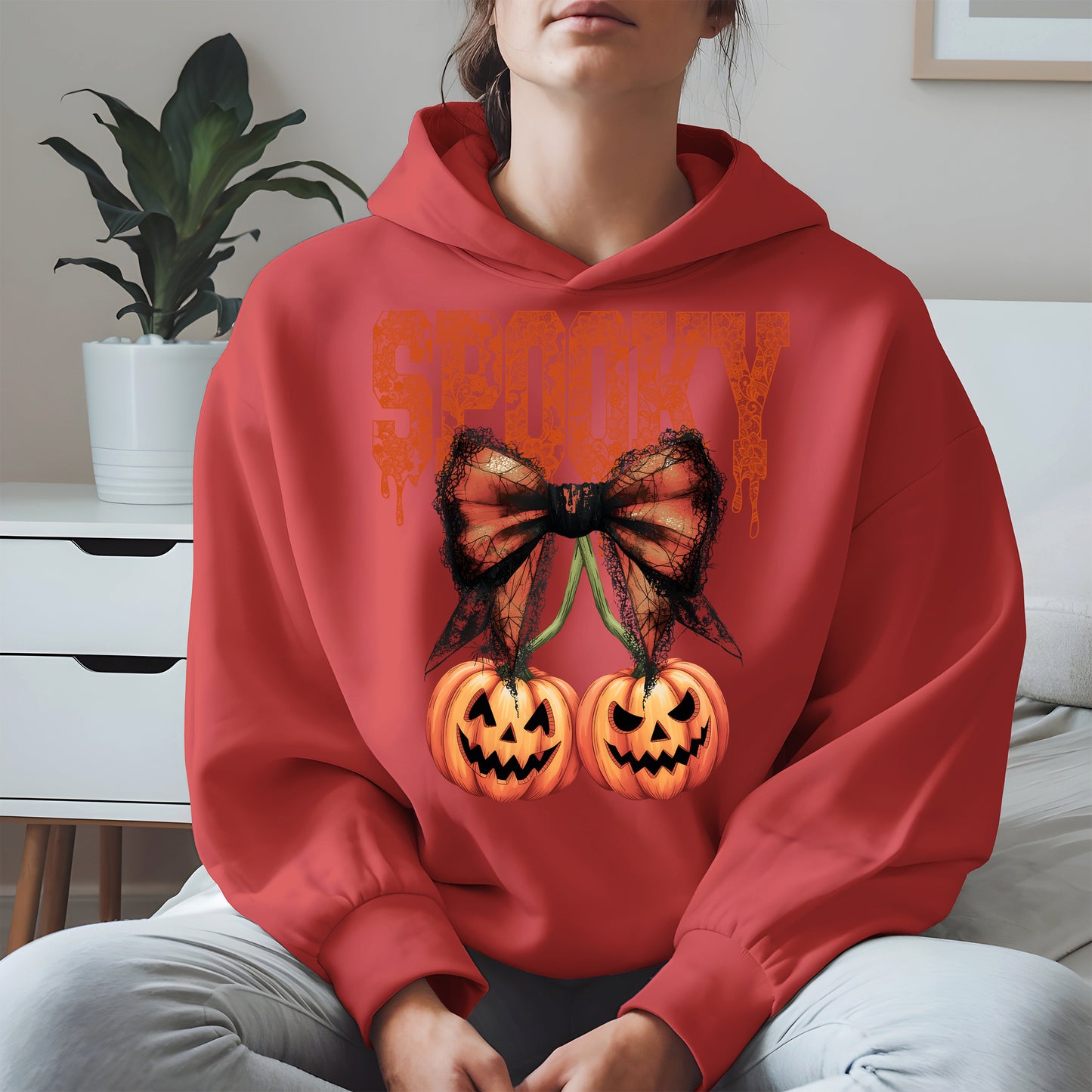 Spooky Bow Pumpkin Shirt Hoodie Sweatshirt for Halloween