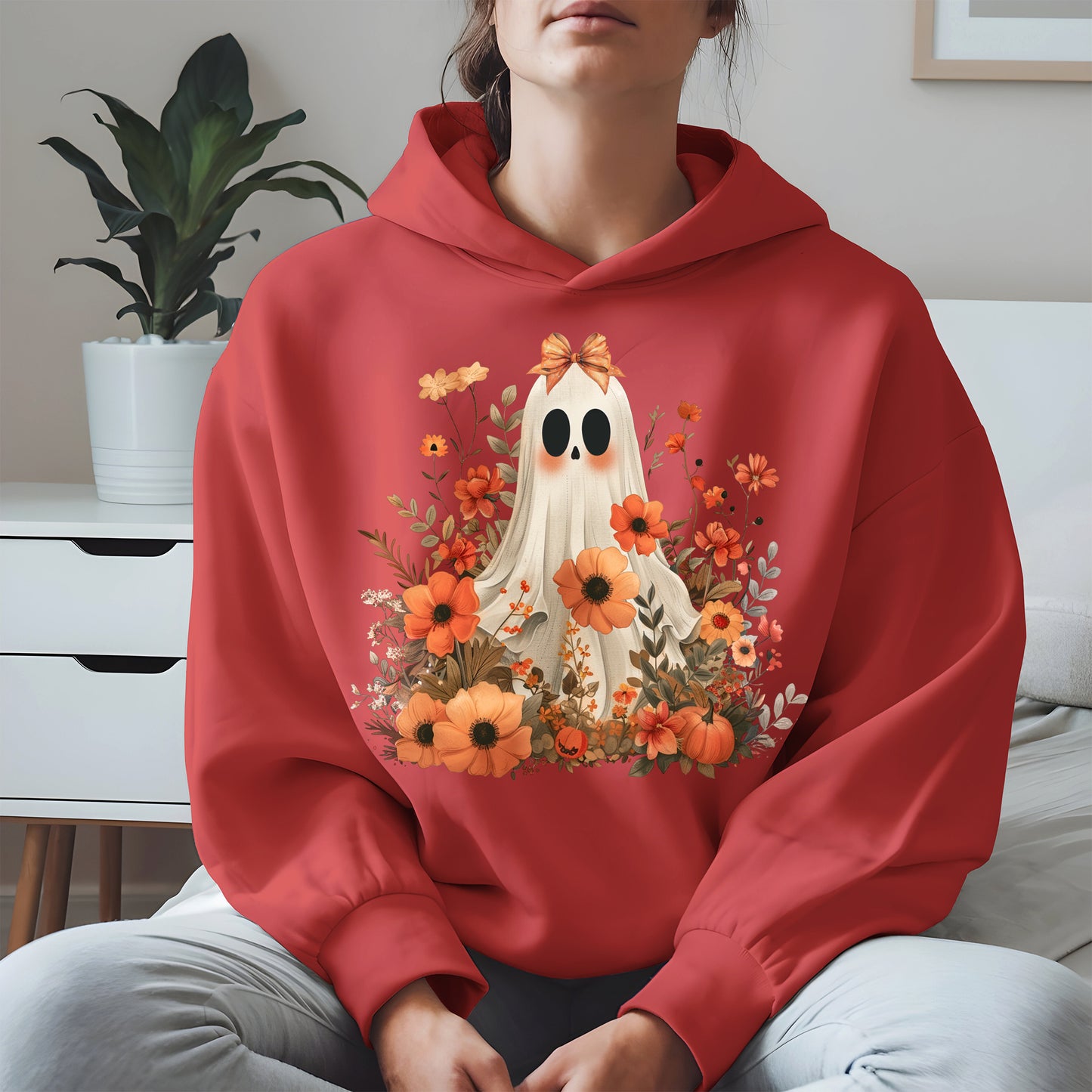 Autumn Ghost Floral Shirt Cute Fall Halloween Tee