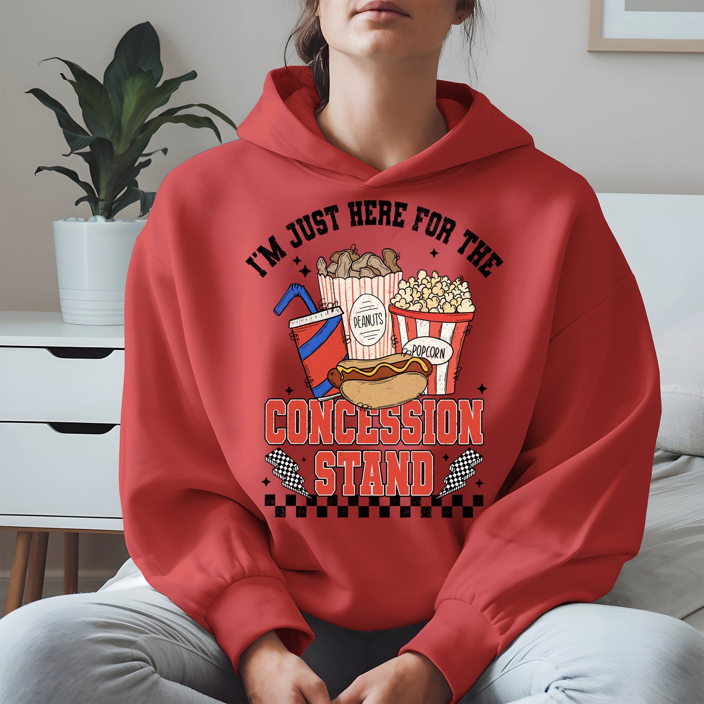 Concession Stand Sport Shirt Hoodie Sweatshirt with Snack Bar Design