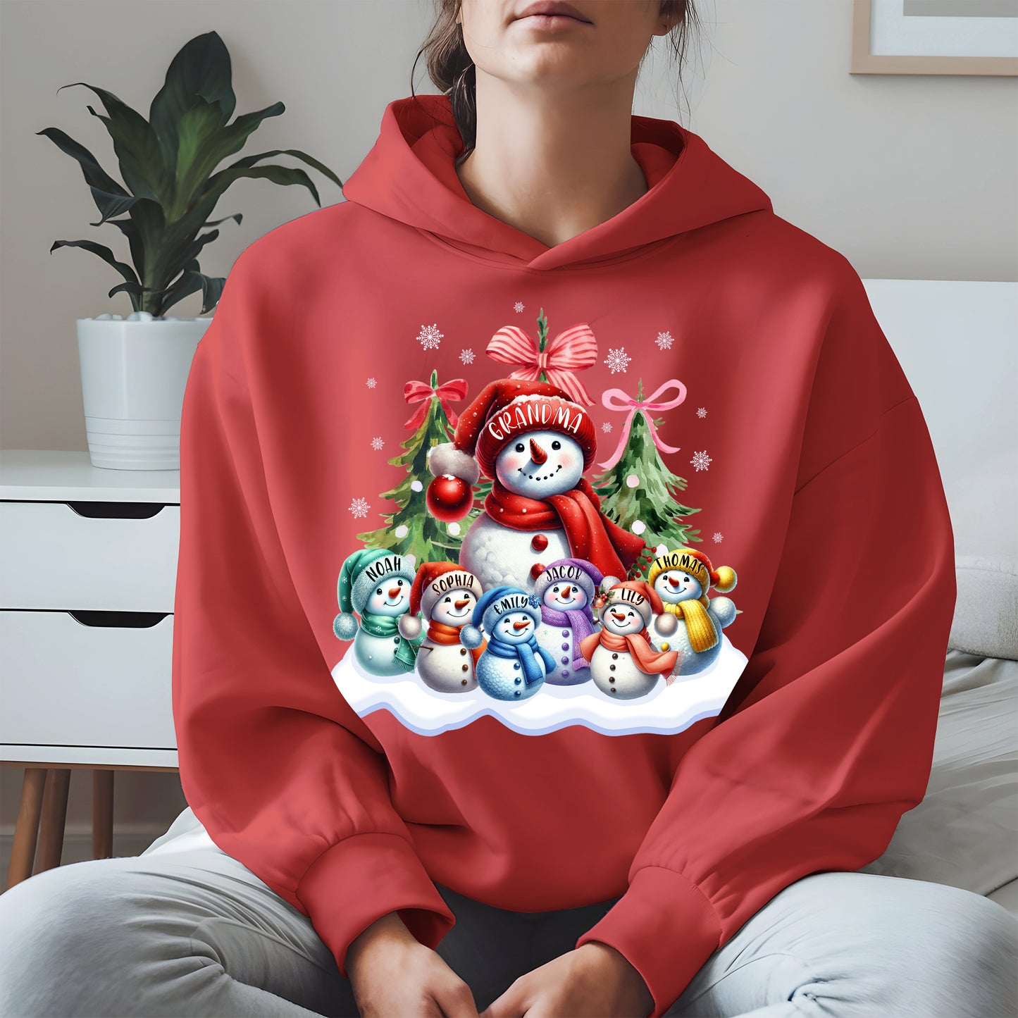 Personalized Snowman Family Grandma Shirt