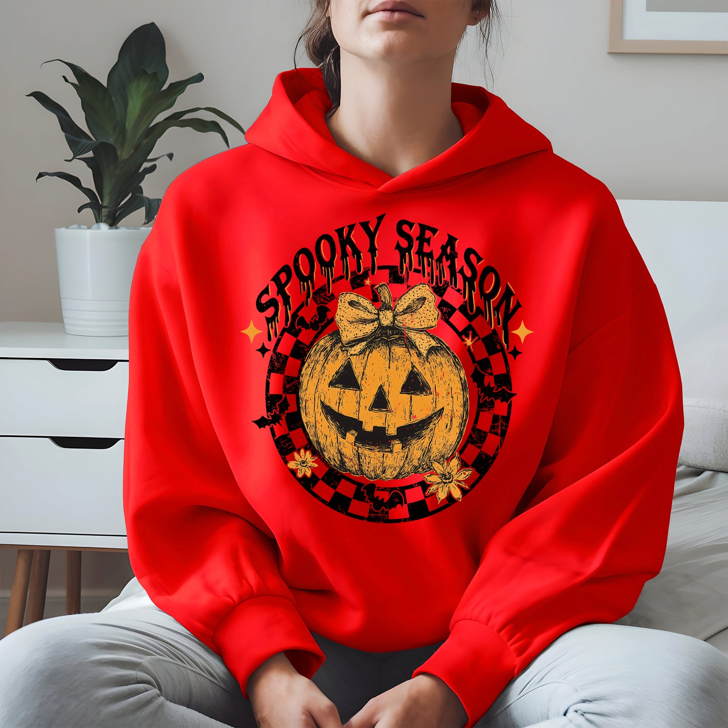 Spooky Season Halloween Pumpkin Checkered shirt
