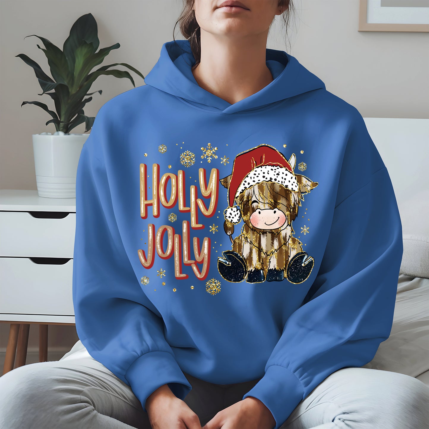 Holly Jolly Christmas Cow Santa Shirt