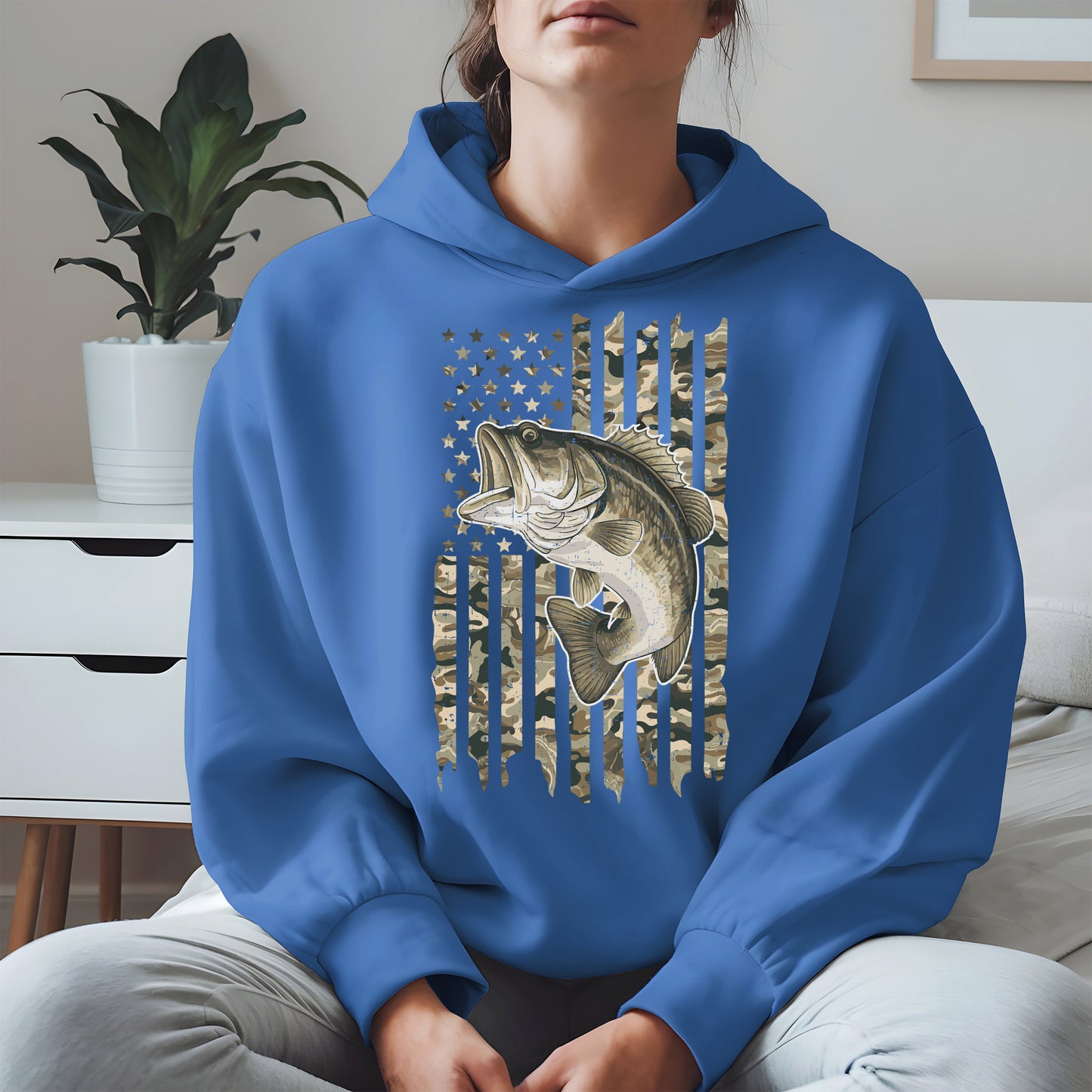Patriotic Camo American Flag Fishing Shirt Hoodie