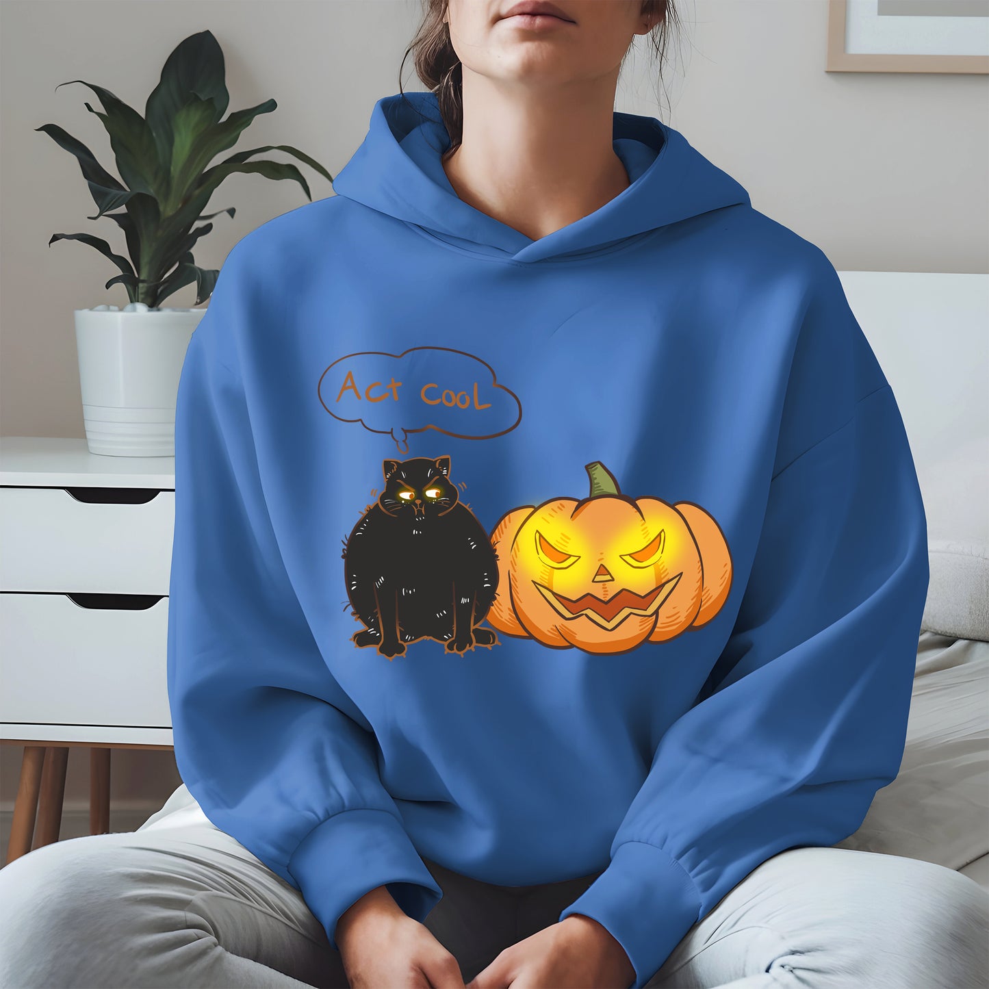 Act Cool - Black Cat & Pumpkin Halloween Tee