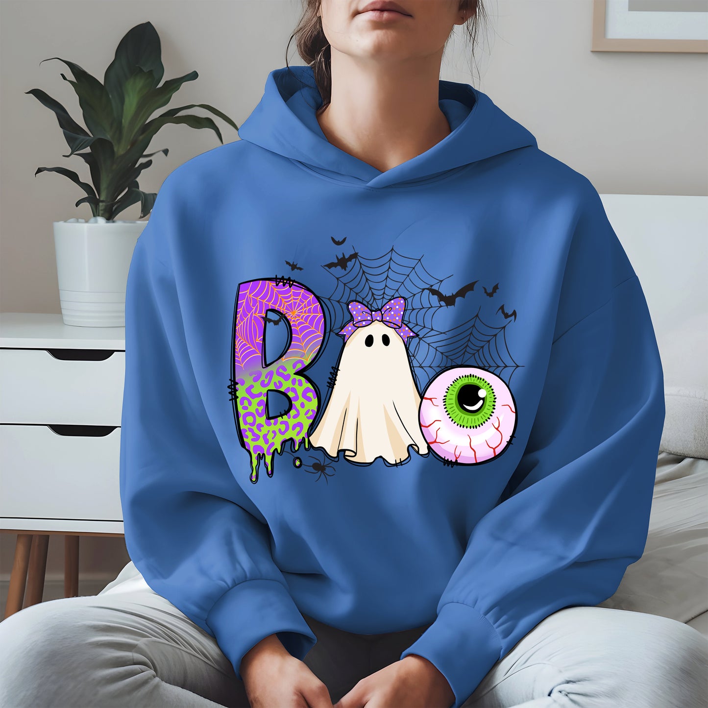BOO Ghost Eyeball Shirt Hoodie Sweatshirt for Halloween Fun
