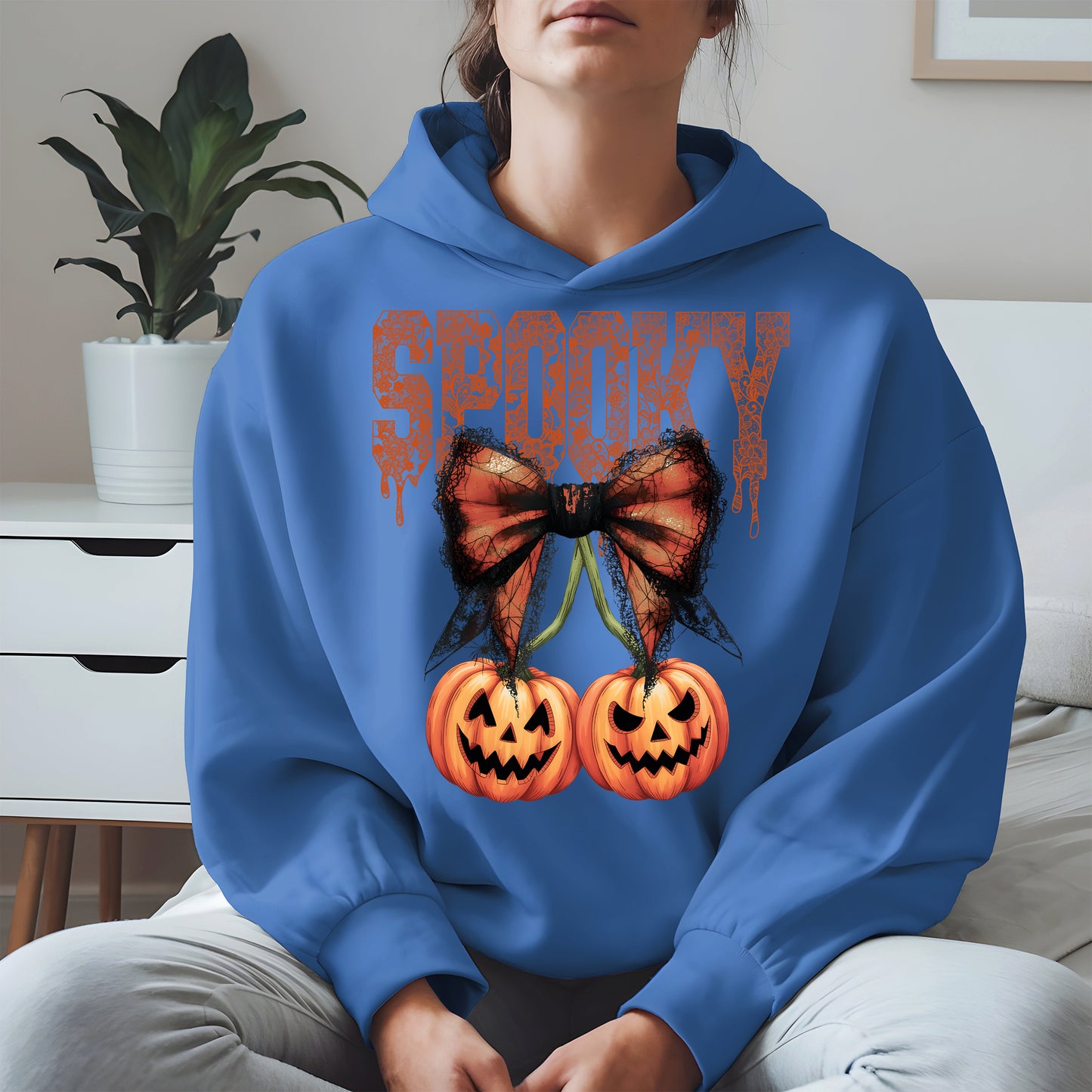 Spooky Bow Pumpkin Shirt Hoodie Sweatshirt for Halloween