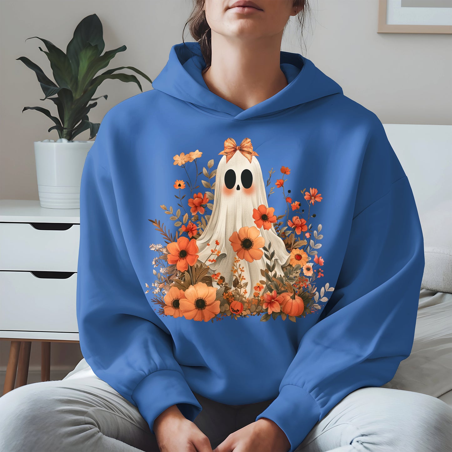 Autumn Ghost Floral Shirt Cute Fall Halloween Tee